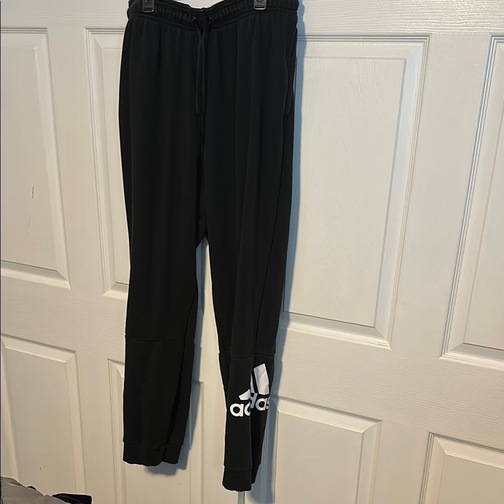 Adidas Black Track Pants with White Logo